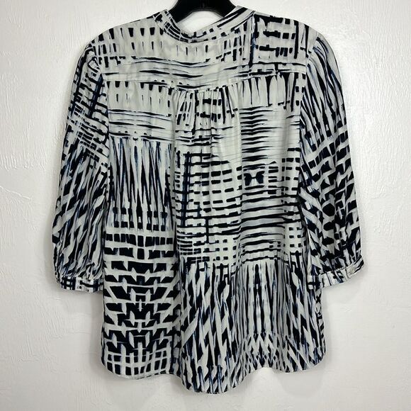 Parker Silk 3/4 Sleeve Printed Collared Blouse Top Size S - Picture 4 of 8